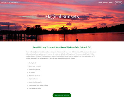 Screen shot of Clancy's Marina website designed by T. Caroon Web Design and Development